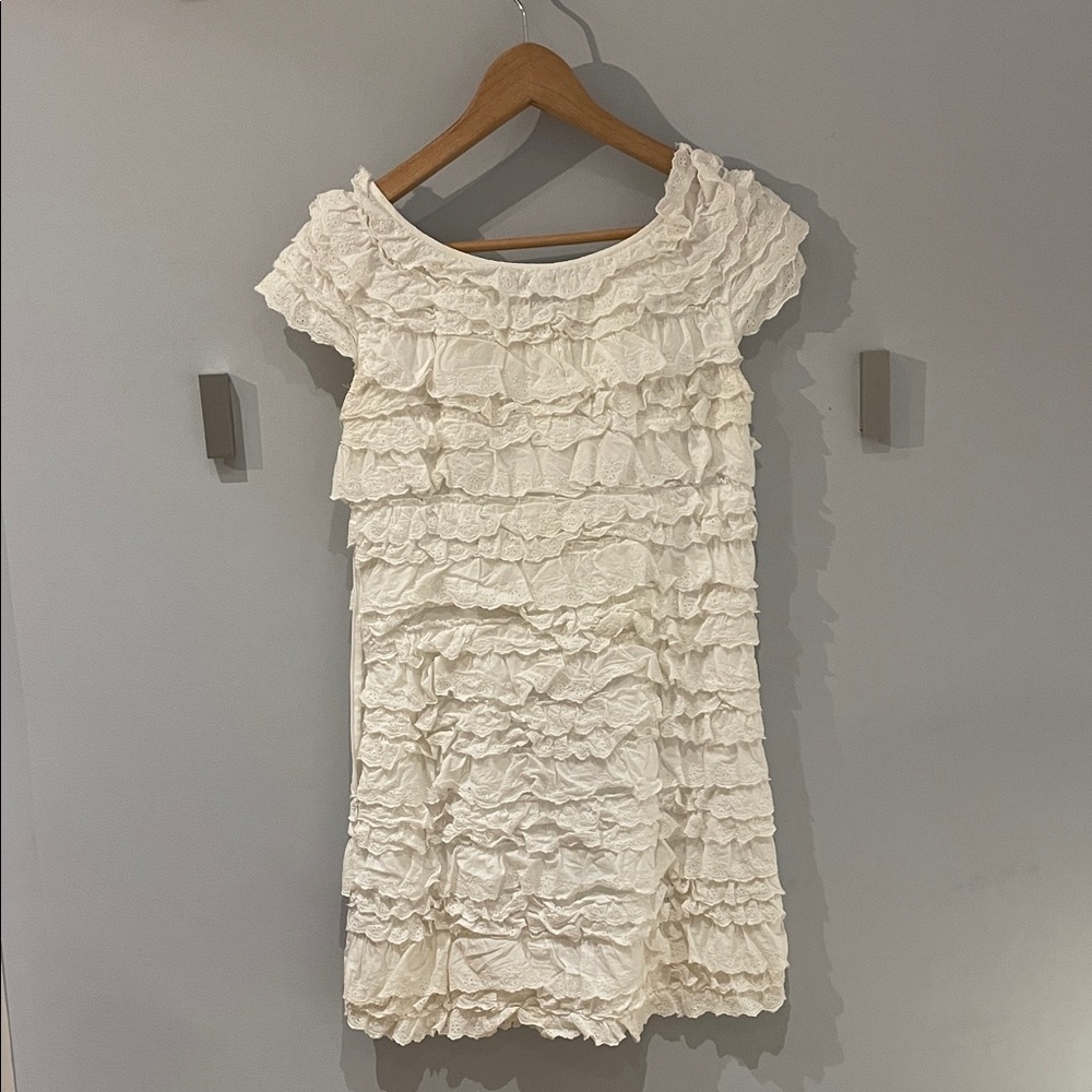 French Connection Cream Ruffle Mini Dress - Picture 3 of 5